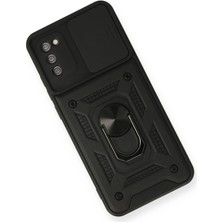 Rory Newface Samsung Galaxy A03S Kılıf Pars Lens Yüzüklü Silikon - Siyah