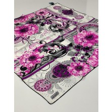 Balse Sura Ipek Eşarp Fuşya Siyah 5017-2