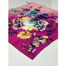 Balse Sura Ipek Eşarp Koyu Fuşya Sarı 5026-3