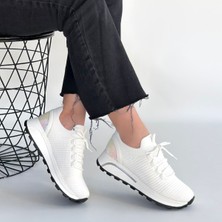 SEPET365 Feort Beyaz Triko Bağcıklı Spor Ayakkabı