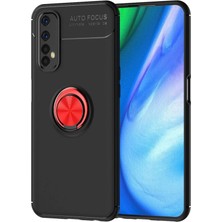 Rory Newface Realme 7 Kılıf Range Yüzüklü Silikon - Siyah-Kırmızı