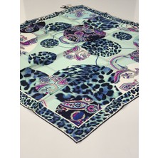 Balse Sura Ipek Eşarp Lacivert Mint Yeşil 5025-2