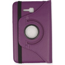 Rory Newface Samsung Galaxy T110 / T113 Tab 3 Lite 7 Kılıf 360 Tablet Deri Kılıf - Mürdüm