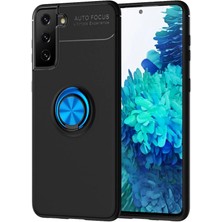 Rory Newface Samsung Galaxy S21 Plus Kılıf Range Yüzüklü Silikon - Siyah-Mavi