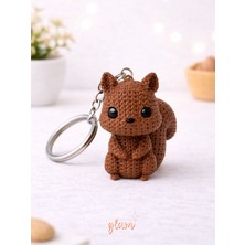 Glam Dekorasyon Sevimli Sincap Anahtarlık, Çanta Charmı Süs Hediyelik Plastik Aksesuar, Gümüş Zincir 1 Adet 5cm