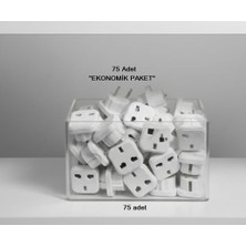 Hakal 3 Lu Ingiliz Tip G Fişten Türk Tipine Priz Dönüştürücü Adaptör - 75 Li Ekonomik Paket. Beyaz