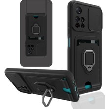 Rory Newface Xiaomi Redmi Note 11T Kılıf Zuma Kartvizitli Yüzüklü Silikon - Siyah