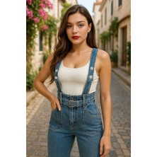 Livizmir Moda 7015 Kot Salopet-Mavi