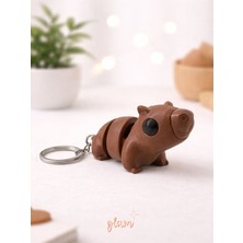 Glam Dekorasyon Kapibara Capybara Hareketli Anahtarlık, Çanta Charm Hediyelik Aksesuar, Gümüş Zincir 1 Adet 5 cm