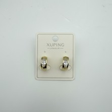 Xuping Oval Taş Detaylı Çelik Gold Küpe