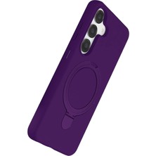 Rory Newface Samsung Galaxy S25 Regal Magsafe Standlı Kapak - Derin Mor