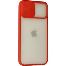 Rory Newface Iphone 12 Pro Max Kılıf Palm Buzlu Kamera Sürgülü Silikon - Kırmızı