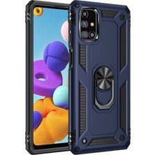 Rory Newface Samsung Galaxy M51 Kılıf Sofya Yüzüklü Silikon Kapak - Lacivert