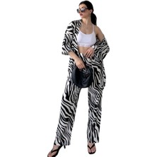 Rory Alt Üst Takım Kimono- Zebra  Desenli