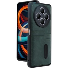 Rory Newface Xiaomi Redmi 14C Kılıf Sara Kartvizitli Deri Kılıf - Koyu Yeşil