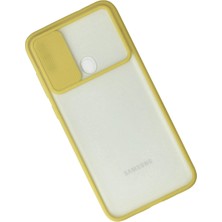 Rory Newface Samsung Galaxy A11 Kılıf Palm Buzlu Kamera Sürgülü Silikon - Sarı