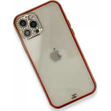Rory Newface Iphone 12 Pro Kılıf Liva Taşlı Silikon - Kırmızı