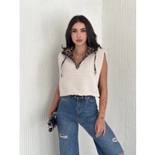 Zengezur Mall Snmswrld Astarlı Kapşonlu Kuzu Yelek Beyaz T1243 (Beden: M)