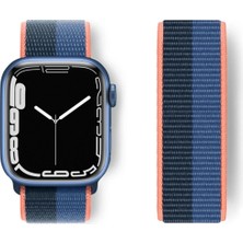 Rory Newface Apple Watch 38MM Hasırlı Cırtcırtlı Kordon - Siyah-Mavi