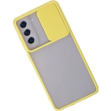 Rory Newface Samsung Galaxy S21 Fe Kılıf Palm Buzlu Kamera Sürgülü Silikon - Sarı