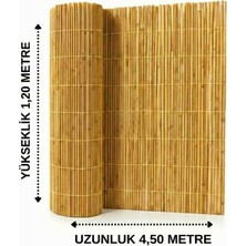 AYGHOME - 120X450 cm Doğal Kamış Hasır Çit - Misina Örgülü Balkon Bahçe Çiti Rüzgar ve Güneş Kesici Gölgelik (Bağlantı Aparatı Hediyeli)