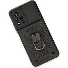 Rory Newface Xiaomi Redmi Note 11T Kılıf Pars Lens Yüzüklü Silikon - Siyah