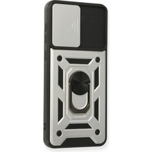 Rory Newface Samsung Galaxy A02 Kılıf Pars Lens Yüzüklü Silikon - Gümüş