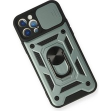 Rory Newface Iphone 12 Pro Kılıf Pars Lens Yüzüklü Silikon - Yeşil