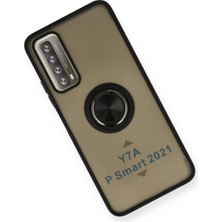 Rory Newface Huawei P Smart 2021 Kılıf Montreal Yüzüklü Silikon Kapak - Siyah