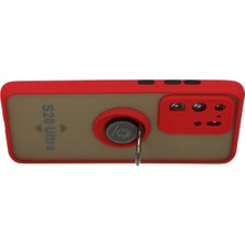 Rory Newface Samsung Galaxy S20 Ultra Kılıf Montreal Yüzüklü Silikon Kapak - Kırmızı