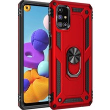 Rory Newface Samsung Galaxy M51 Kılıf Sofya Yüzüklü Silikon Kapak - Kırmızı