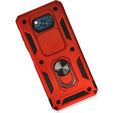 Rory Newface Xiaomi Pocophone X3 Kılıf Pars Lens Yüzüklü Silikon - Kırmızı