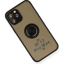 Rory Newface Iphone 12 Pro Max Kılıf Montreal Yüzüklü Silikon Kapak - Siyah