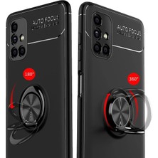 Rory Newface Samsung Galaxy M51 Kılıf Range Yüzüklü Silikon - Siyah-Gold
