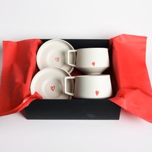 Ruq Ceramics Lumiére Sevgililer Günü Özel 2'li Kahve Fincanı Seti 200 ml Limoges Fransız Porseleni Özel Tasarım