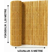 AYGHOME - 120X5 mt Doğal Kamış Hasır Çit - Misina Örgülü Balkon Bahçe Çiti Rüzgar ve Güneş Kesici Gölgelik (Bağlantı Aparatı Hediyeli)