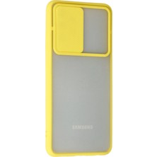 Rory Newface Samsung Galaxy A52 Kılıf Palm Buzlu Kamera Sürgülü Silikon - Sarı