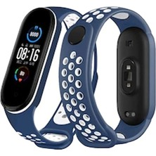 Rory Newface Xiaomi Mi Band 4 Spor Delikli Kordon - Lacivert-Beyaz