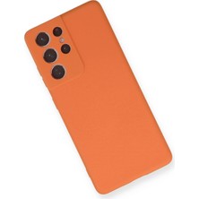 Rory Newface Samsung Galaxy S21 Ultra Kılıf Nano Içi Kadife Silikon - Turuncu
