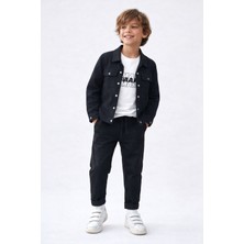 Matu Official Erkek Çocuk 3'lü Gabardin Ceket - Pantolon - Tshirt Takım 4-14 Yaş