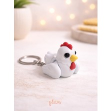Glam Dekorasyon Sevimli Tavuk Eklemli Hareketli Anahtarlık, Hediyelik Plastik Aksesuar Dekor, 1 Adet 5 cm