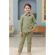 Cattackids Çocuk Kareli Minimalist Gömlek Pantolon Takımı 2-9 Yaş Arası
