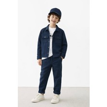 Matu Official Erkek Çocuk 3'lü Gabardin Ceket - Pantolon - Tshirt Takım 4-14 Yaş