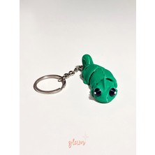 Glam Dekorasyon Sevimli Bukalemun Eklemli Hareketli Yeşil Anahtarlık, Hediyelik Plastik Aksesuar Dekor, 1 Adet 5 cm