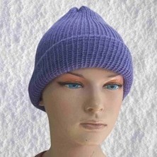 Durukar El Örgüsü Doğal Yün ve Akrilik Karışımlı Sıcacık Kış Beresi Mor Renk