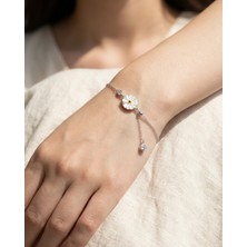 BG Jewellery Beyaz Çiçek 925 Ayar Gümüş Bileklik
