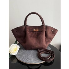 Ges Shop Kadın Kahverenk Süvet Omuz Çanta