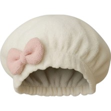 Durukar Saç Kurulama Banyo Duş Bonesi – %100 Pamuk , Fiyonklu Beyaz