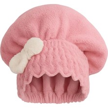 Durukar Saç Kurulama Banyo Duş Bonesi – %100 Pamuk , Fiyonklu Pembe