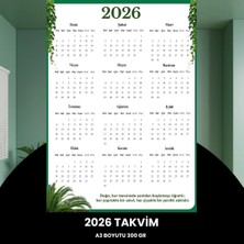Durukar Takvim 2026 Premium A3 300 gr Dijital Baskı Yeşil Yaprak